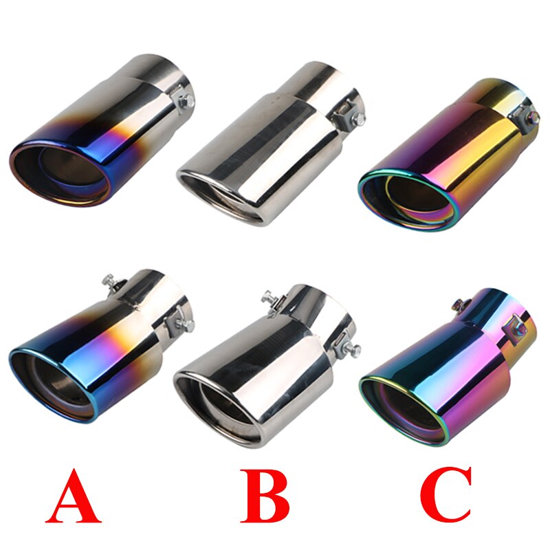 63Mm Auto Omgebouwd Uitlaat Tail Tip Pipe Enkele Outlet Keel Auto Universele Rvs Ronde Pijp Uitlaat Demper