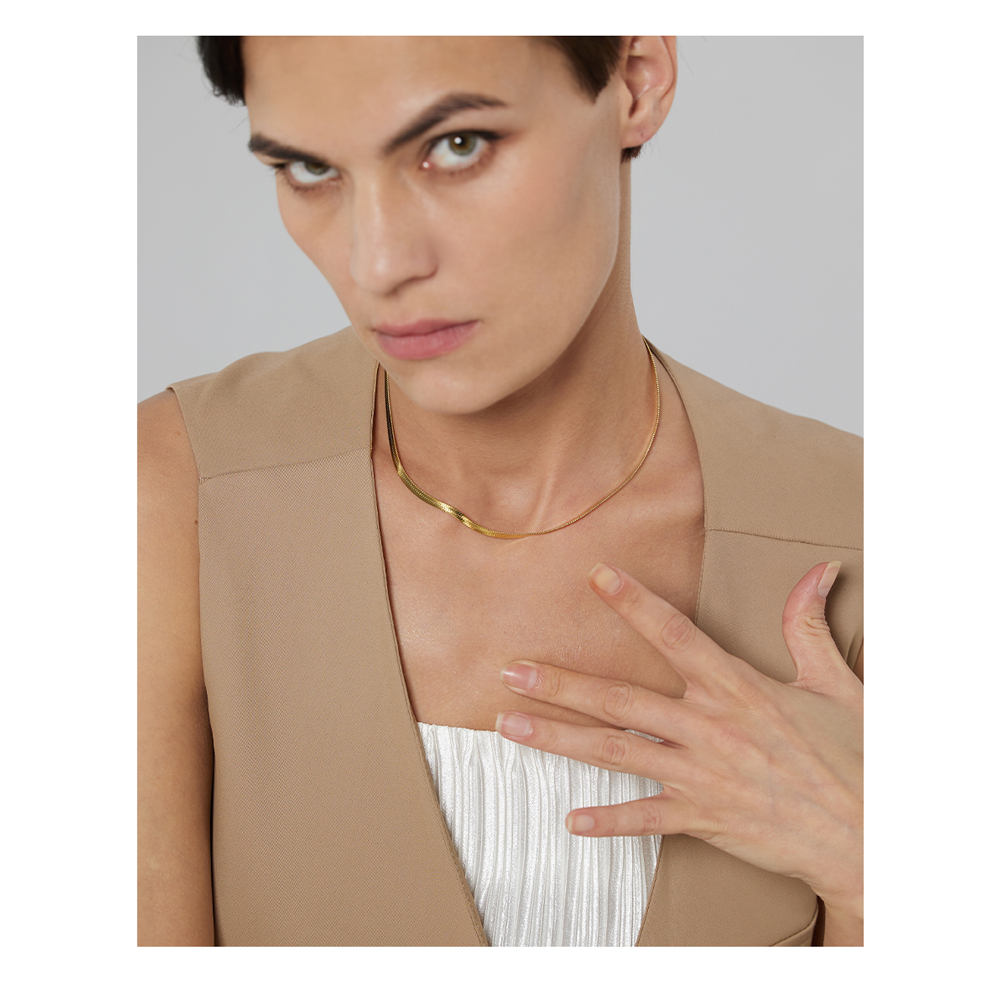 Yhpup Charm Geometrische Snake Collier Trendy Roestvrij Stalen Sieraden Gouden Metalen Ketting Брелок Voor Vrouwen
