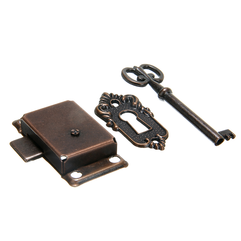 53*27mm Vintage Lock Cabinet Door Lock Set with Key for Drawer Wardrobe Furniture Drawer Lock Replacement