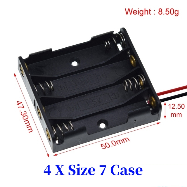 Caja de soporte de batería AA/18650 de tamaño estándar de plástico negro con cable de plomo 3,7 V/1,5 V Clip: Fucsia