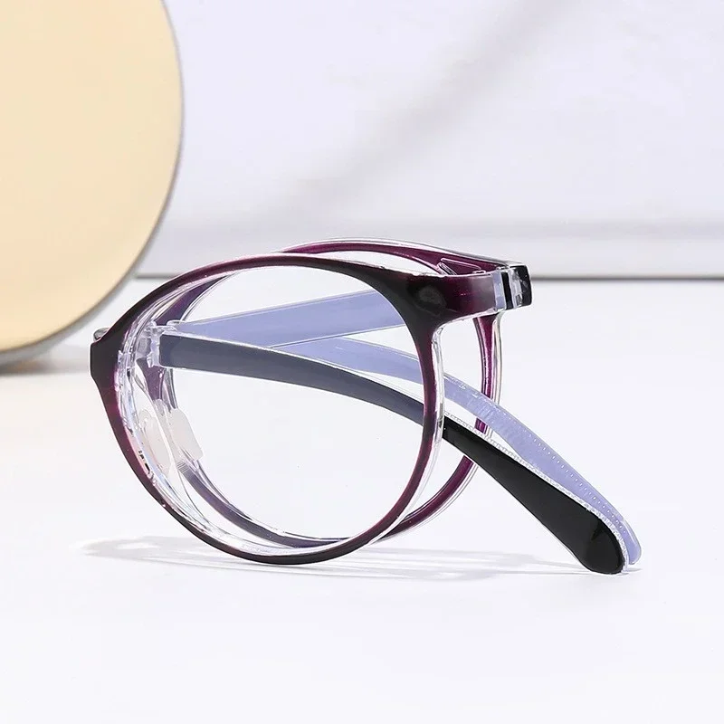 Outdoor Portable Folding Reading Glasses for Men Women Ultralight Round Frame Far Sight Eyewear Ladies Retro Presbyopic Glasses: PURPLE / +100