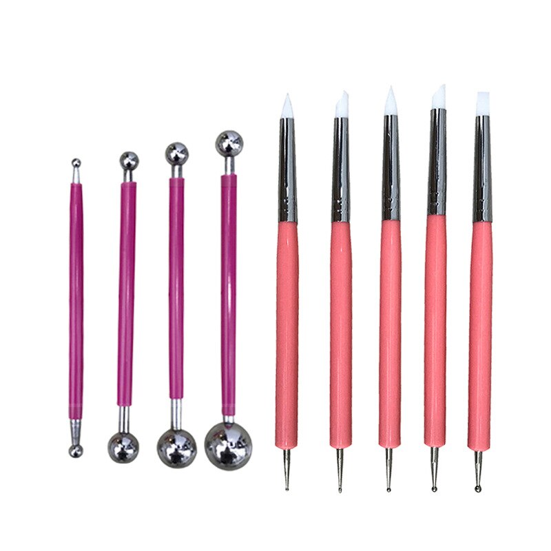 9pcs Ball Stylus Dotting Tools Set for Embossing Pattern Clay Pottery Ceramics Flower Carving Sculpting Modeling NIN668
