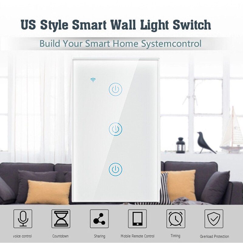 Smart Security Producten, Drie-Way Switch Panel Met Zigbee Protocol, Voice Control Voor Kantoor, home-Wit