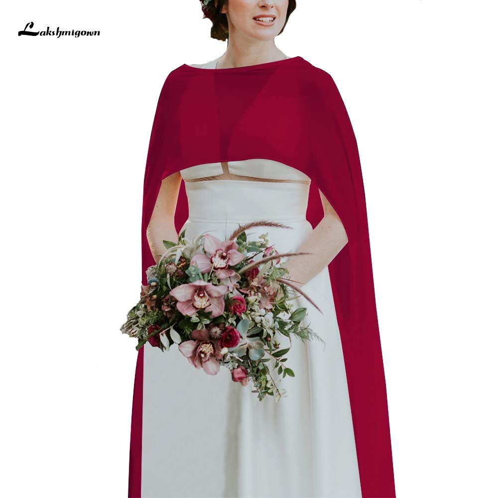 Eenvoudige Goedkope Bruiloft Accessoires Jassen Bolero Chiffon Wedding Cape Sjaals Wit En Ivoor Bruids Wraps: Goud