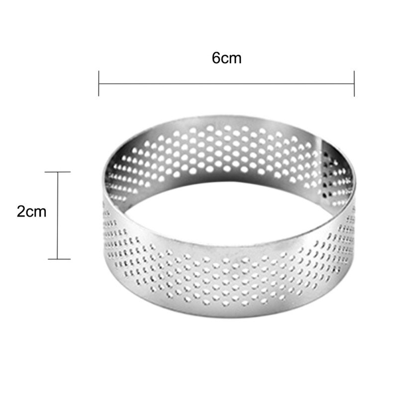 Seaan 1 Pc 6/7/8/10 Cm Ronde Geperforeerde Ademende Mousse Cake Ring Rvs Cake Ring Cake tool Ademend Taart Ring