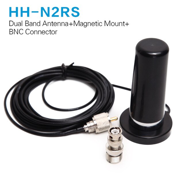 Abbree HH-N2RS Dual Band Antenne 5M Coaxiale Kabel Magnetische Mount En Adapter Voor Baofneg UV-5R Yaesu Tyt Icom Walkie talkie: add BNC connector