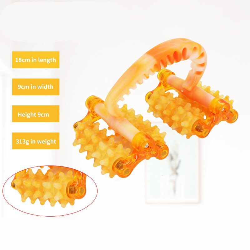 Ręczny masażer ciała żółty masażer rolkowy noga brzuch szyi pośladki pielęgnacja stóp ręczny ulga w bólu masaż antycellulitowy narzędzie