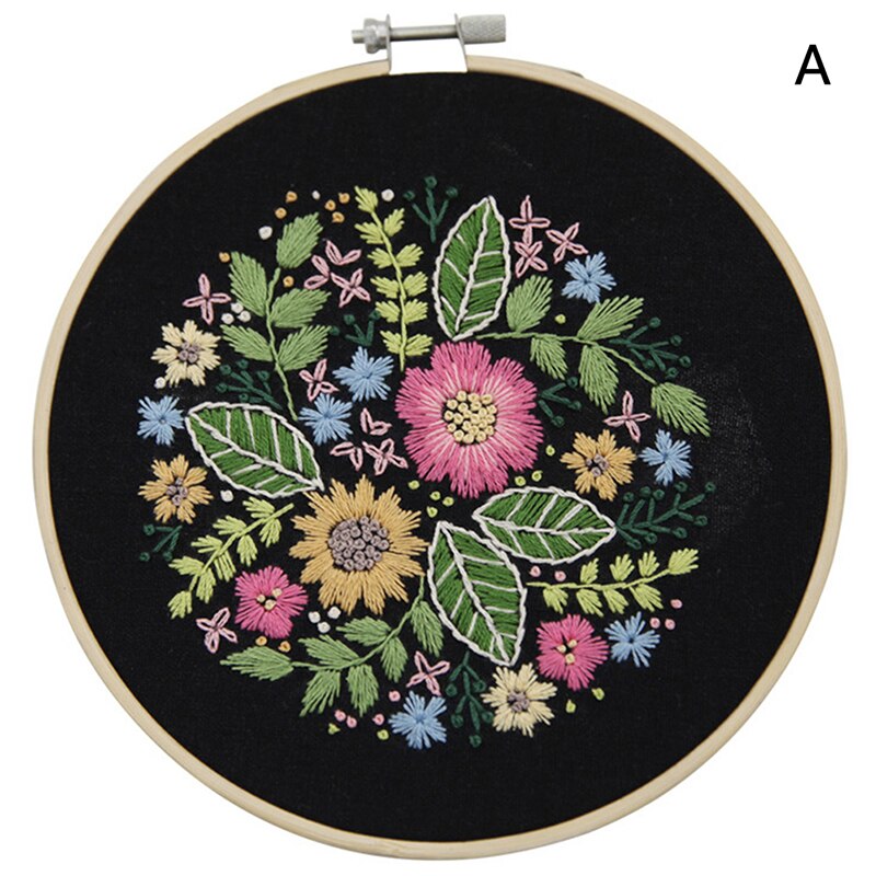 DIY Embroidery Plants Cherry Tree Handwork Needlework for Beginner Cross Stitch Kit Ribbon Painting Embroidery Hoop Home Decor: A