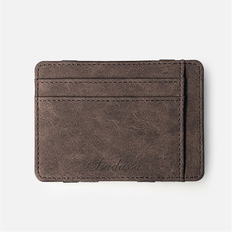 Purdored 1 Pc Mannen Magische Kaarthouder Lederen Portemonnee Voor Kaarten Case Wallet Voor Credit Id Bank Kaarthouder Mannelijke rits Portemonnee: brown