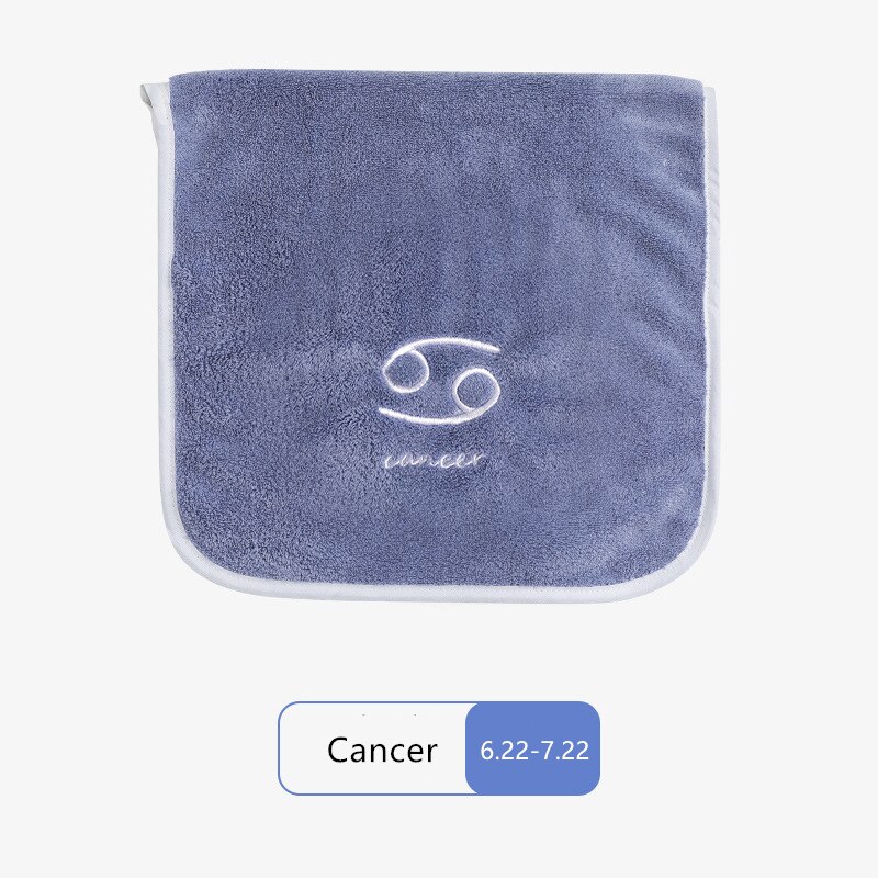 32*60cm Face Towel Microfiber Water Absorption Constellations Home Quick Dry Towels Small Soft Embroidery Bath Shower: Cancer-blue