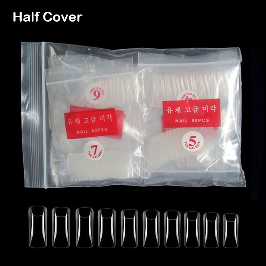 500 stk/pak Clear Franse Valse Nagels Acryl Volledige Cover Nail Art Tips Salon Manicure Nagel Gereedschap Kunstmatige Nep Nagels: Half Cover Nail Tips