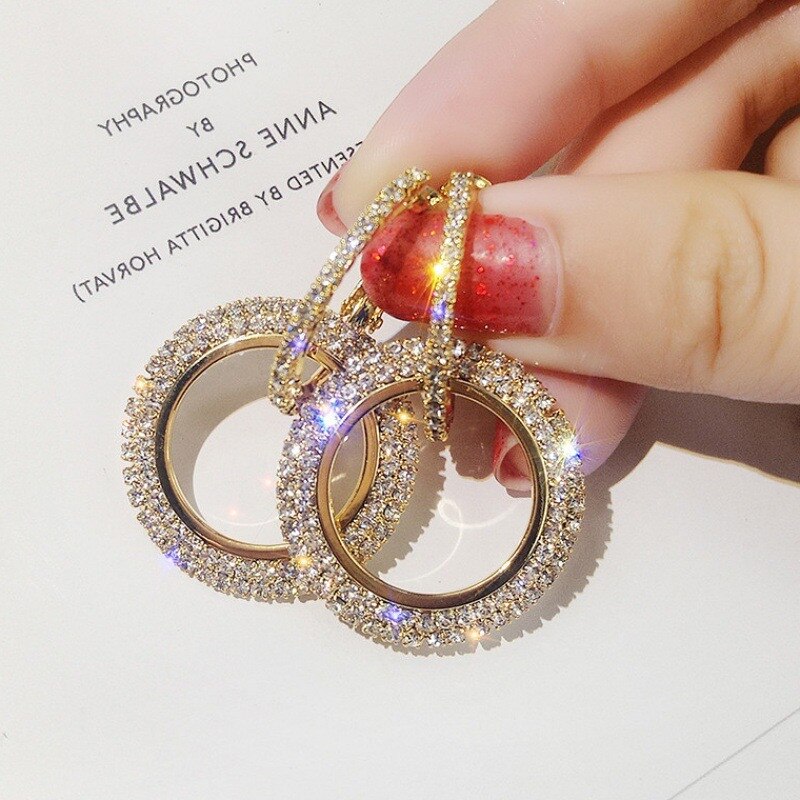 Hyperbole Sieraden Oorbellen Voor Vrouwen Mode Ronde Zirconia Temperament Earring Bridal Wedding Brincos Bijoux CCE655