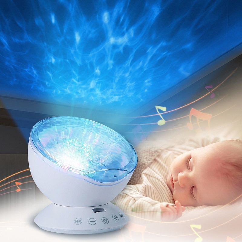 Nyhed selvlysende legetøj baby nat søvn lys stjerne himmel hav bølge musikafspiller projektor lampe børn led søvn berolige lys