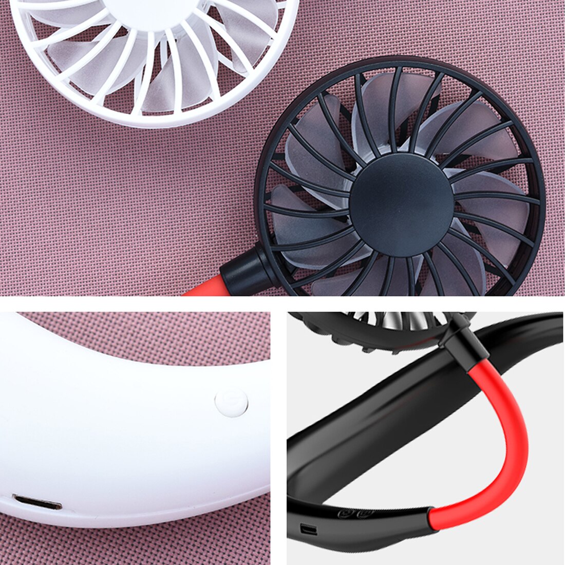 Portable USB Mini Fan Neck Fan Rechargeable Small Portable Sports Fan light Usb Desk Hand Air Conditioner cooler for Traveling ,
