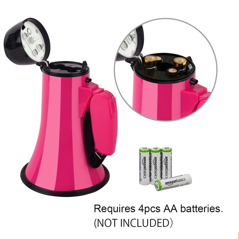 Mealivos Portable Loudspeaker 20 Watt Power Pink Megaphone Speaker Strap Grip Loudspeaker Record Play