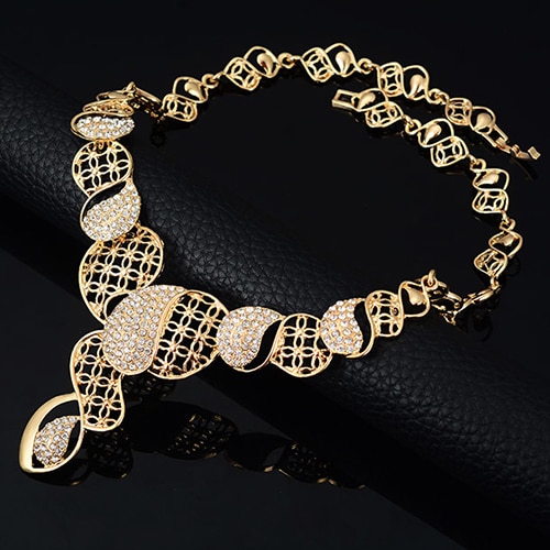 de mariage pour femmes cristal collier ras du cou boucle d'oreille Bracelet Bracelet anneau dames ensemble de bijoux A88T