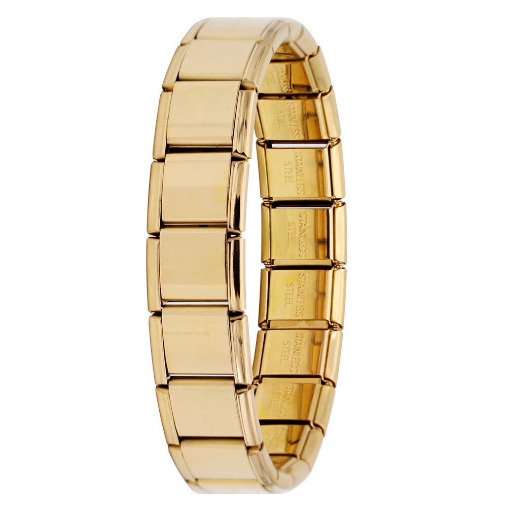 Hapiship 13Mm Mannen Mode-sieraden Rvs Zwart/Goud// Rose Elastische Armband Bangle Jongens g095: Gold