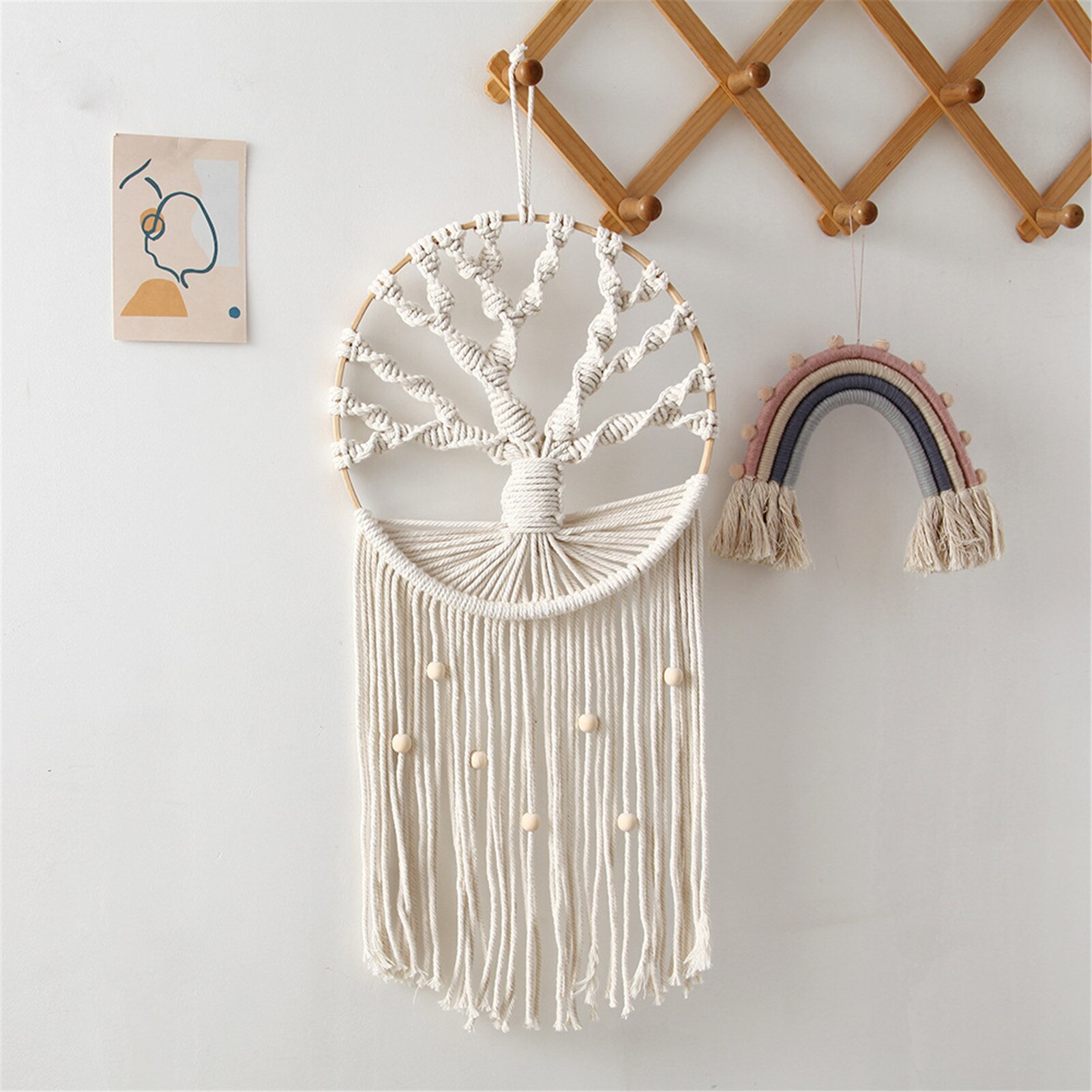 Bohemian wandtapijt macramé wandkleed dromenvanger wanddecoratie boho geweven gebreid wandtapijt huisdecoratie