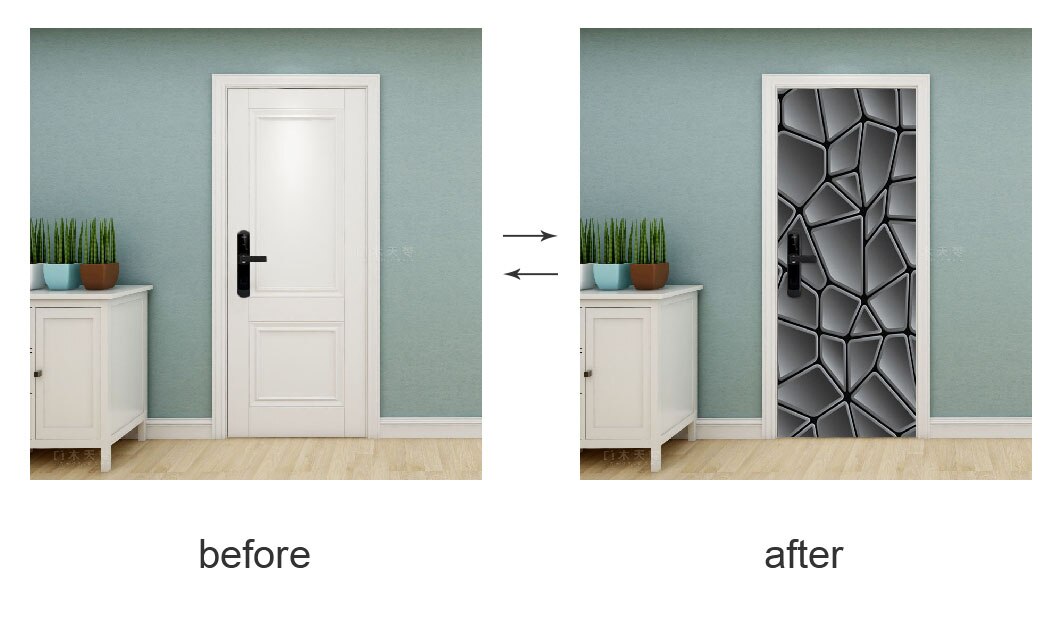 Door Stickers Wallpaper Cartoon Home Decor Door Wrap Wall Sticker Mural Wallpaper Poster Self Adhesive Pvc Removable Waterproof