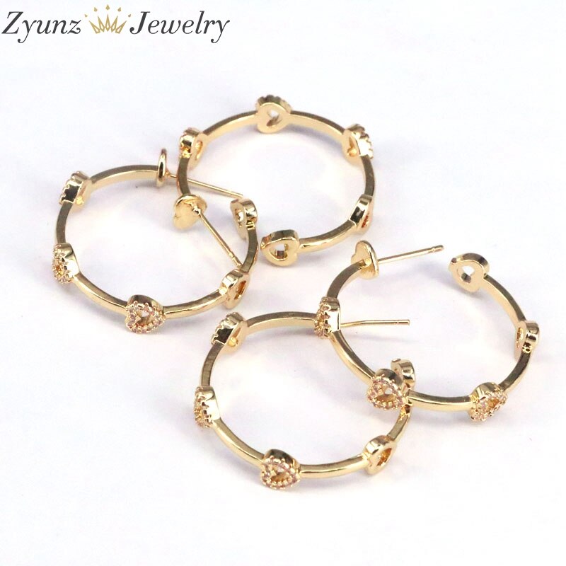 5 paires, or couleur coeur boucles d'oreilles pour femmes fille clair CZ pierre boucle d'oreille bijoux