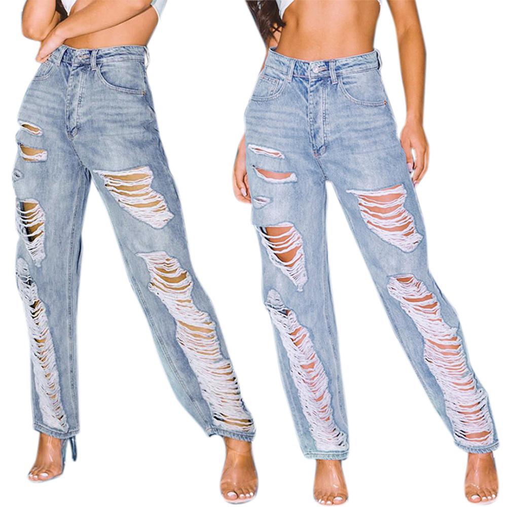 Vicabo casual losse dames jeans dames gescheurde gaten casual jeans broek vrouwen