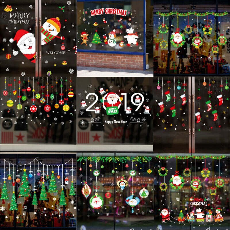 Christmas Vinyl Window Wall Stickers Decal Snowman Removable Home Room Decor