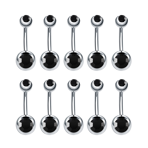 Piercings de Ombligo de acero inoxidable para hombres y mujeres, pendientes de Ombligo, anillos gemas, Piercing de Ombligo, joyería de cuerpo Punk, 10 piezas: Color dorado