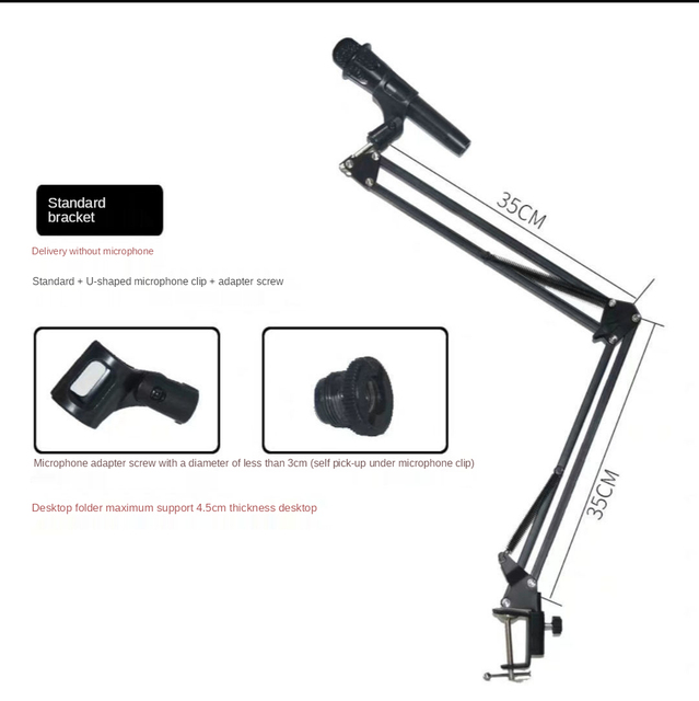 NB-35 Broadcasting Studio Microphone Mic Stand Boom Scissor Suspension Arm Mount Shock For Mounting On PC Laptop Notebook: Black arm stand