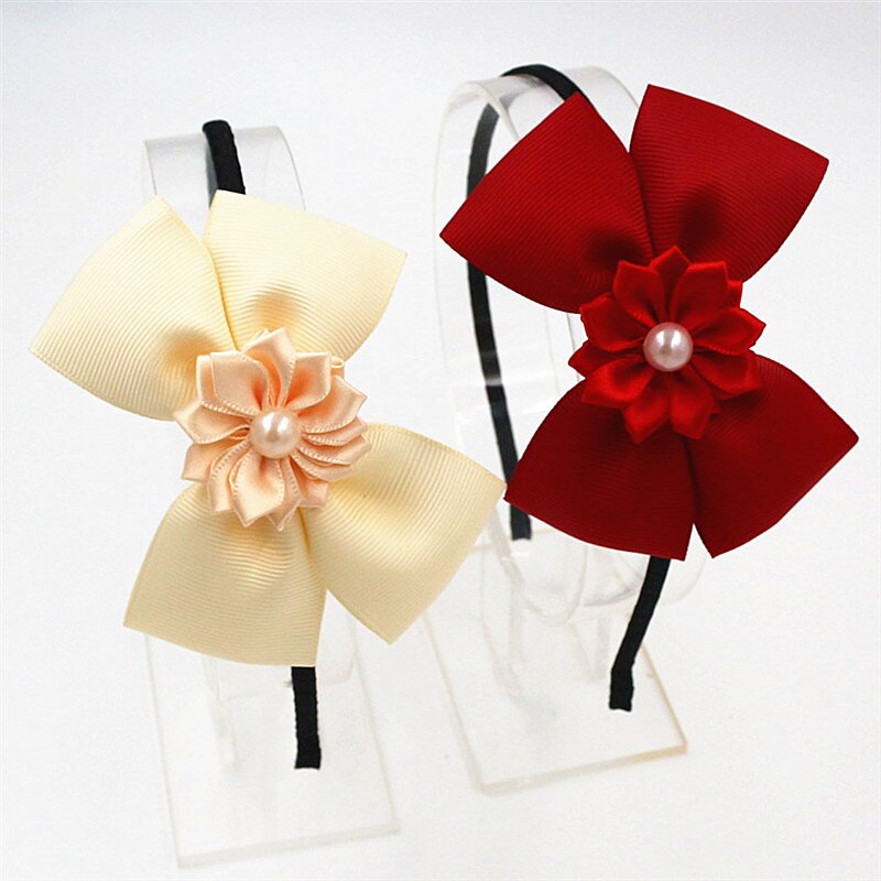 Diademas de lazo de para niña, Aro para el pelo con perlas y flores, lazos de princesa, diadema para niña, accesorios para el cabello