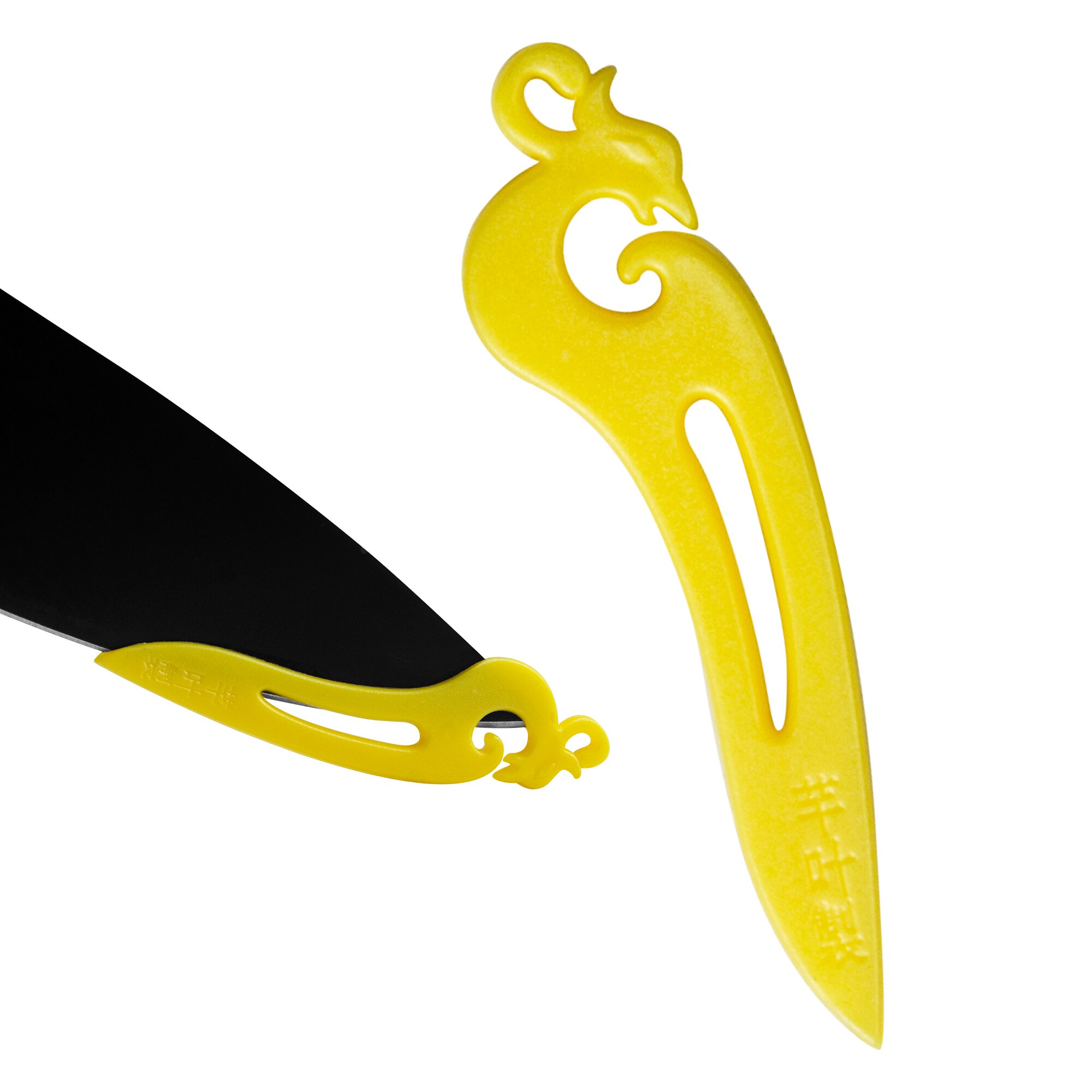 Couvercle de pointe de couteau de cuisine, 50 pièces/lot, blagues pratiques, couvercle de protection, couteau élargi, pointes de couteau en plastique, étui transparent: Yellow