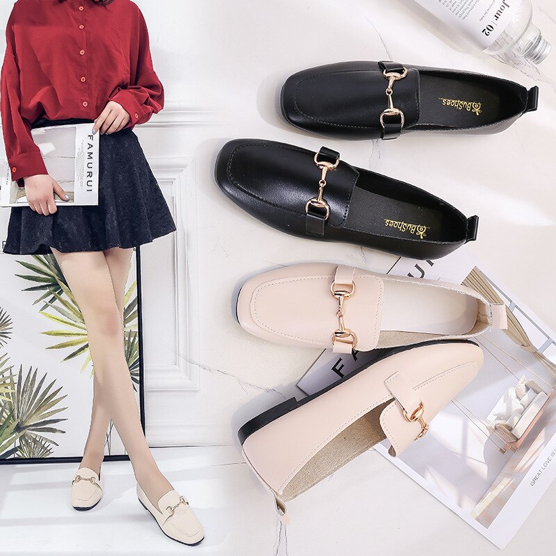 Platte schoenen loafers voor dames pu leren vierkante neus instappers dames dames zomer sandalen damesschoenen