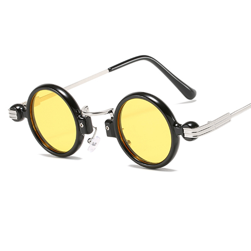 Gafas De Sol redondas pequeñas para hombre y mujer, lentes De Sol Retro Steampunk con montura De Metal, UV400: Azul