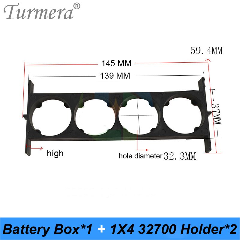 Turmera 32650 32700 Lifepo4 Battery Storage Box with 1x4 Bracket for 12V Uninterrupted Power Supply and E-bike Battery Use