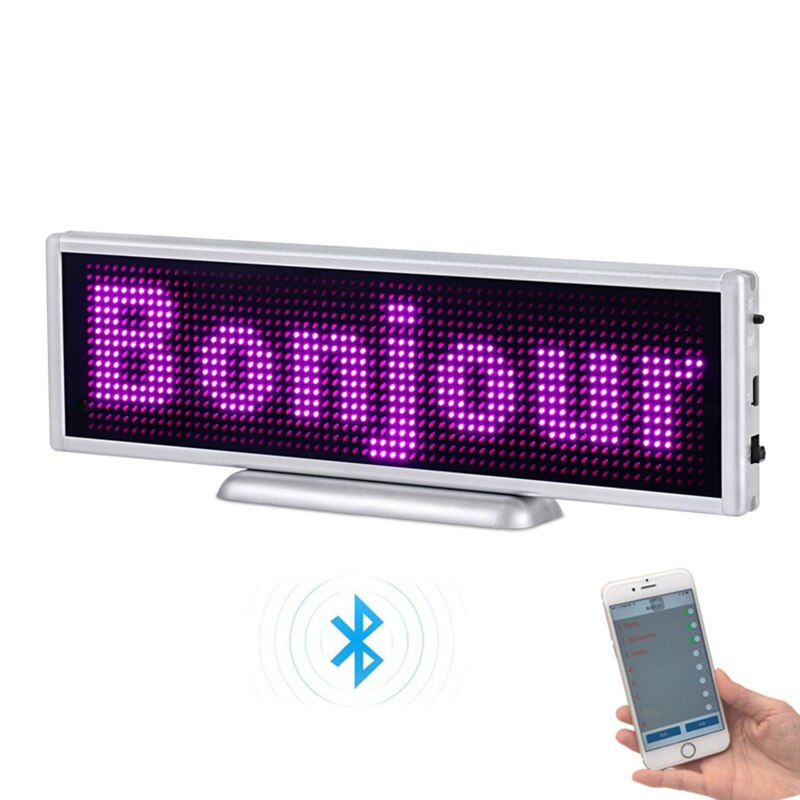 Bluetooth genopladelig led-skærm 16*64 pixels 21cm by 6cm størrelse bærbar rullende led-skærm bil desktop eller hængende led-tegn