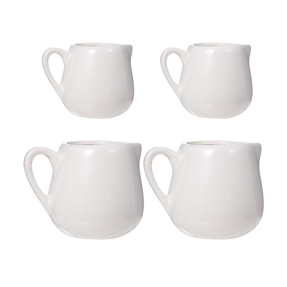 4Pcs Coffee Syrup Dispenser Ceramic Creamer Container Pot with Handle (White): Default Title