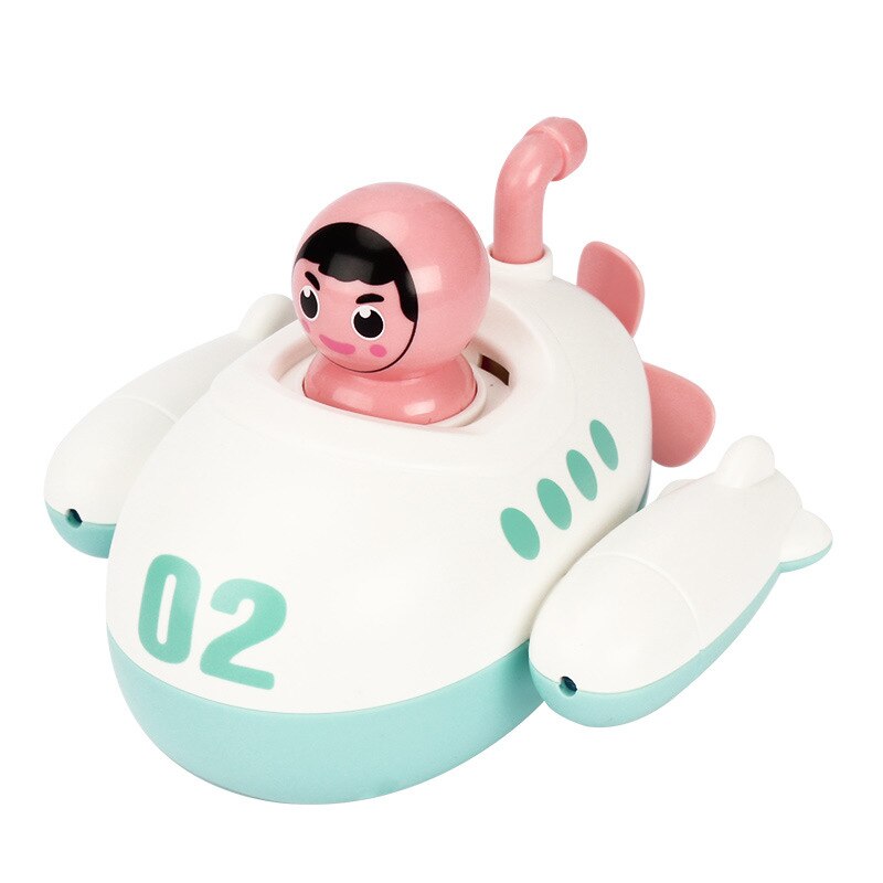 Baby Bathroom Clockwork Toy Winding Chain Floating Submarine Playing In Water Children's Bath Water Spray Toy summer Beach Swim: 01