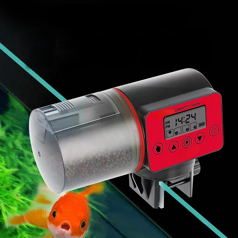 Comedero automático para pecera, temporizador inteligente, alimentador de tortugas, acuario, pecera dorada, gran capacidad: Gris claro