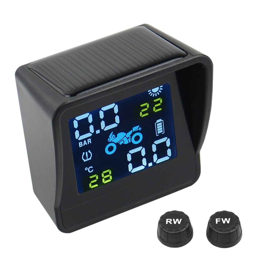 Capteur Tpms Moto Moteur Pression Pneu Surveillance de la température  Système d'alarme Lcd Affichage avec 2 E