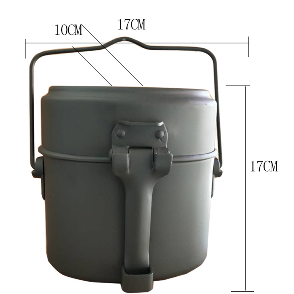 Heatable Outdoors 3 In 1 Aluminum Camping Lunch Box Picnic Kit Canteen Kettle Pot Canteen Food Cup Bowl For Camp Picnic Travel