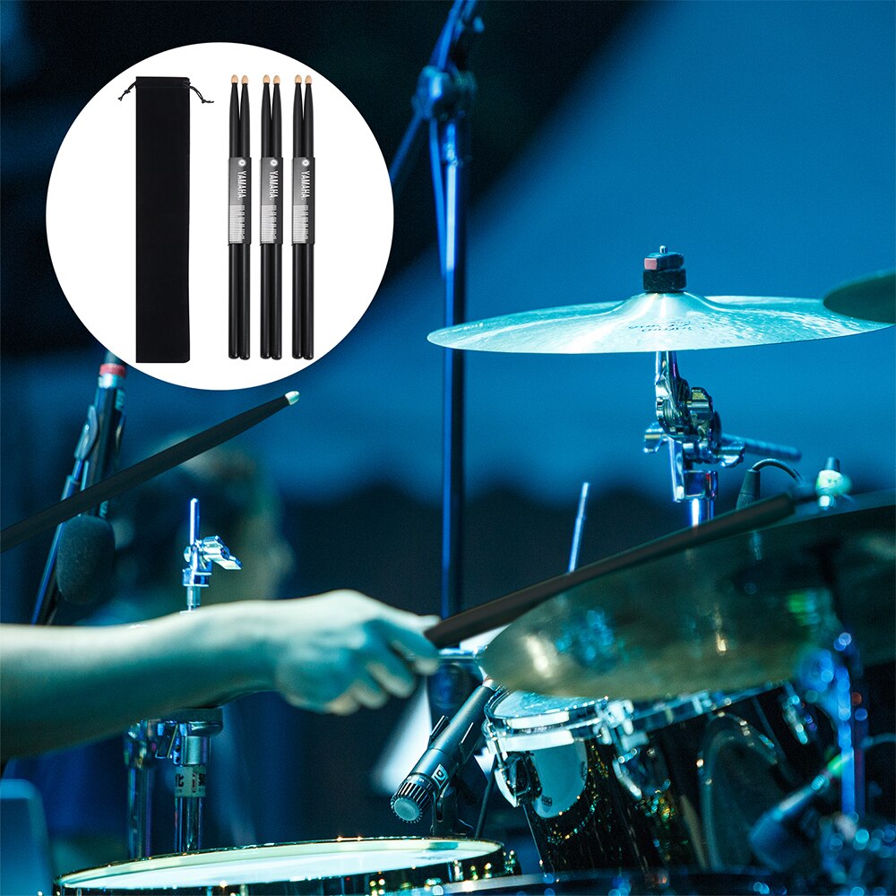 1 Pair Black 5A Drum Sticks Classic Maple Wood Drumsticks Musical Instruments Percussion Instruments With Carrying Bag
