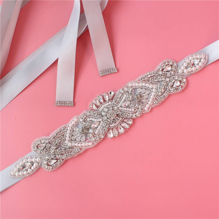 Yjwsxf Bruids Riem Trouwjurk Riem Dames Riem Parel Avondjurk Riem Rhinestone Riem Accessoriessories: light gray