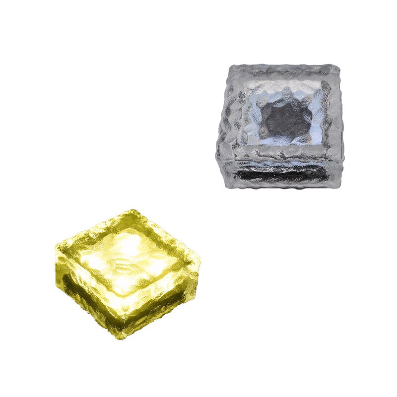 Solar Light IP65 Waterproof Clear Glass Ice Rock Brick Paver Light White Warm White Blue LED Outdoor Lamp Garden Decoration