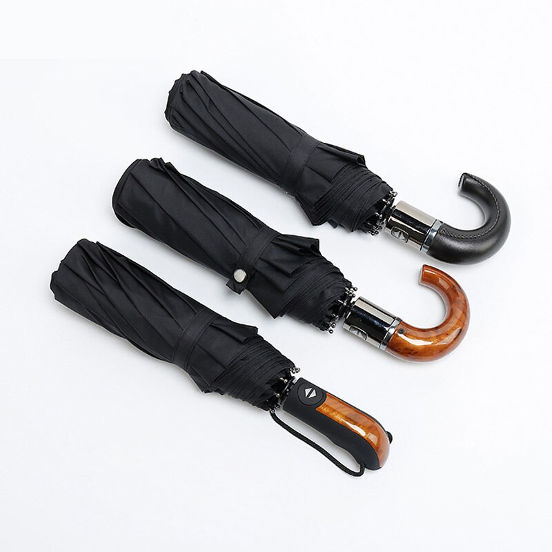 Parapluie classique de Style anglais pour hommes, automatique, 3 plis, 10 nervures, résistant, pour le travail, Parasol de