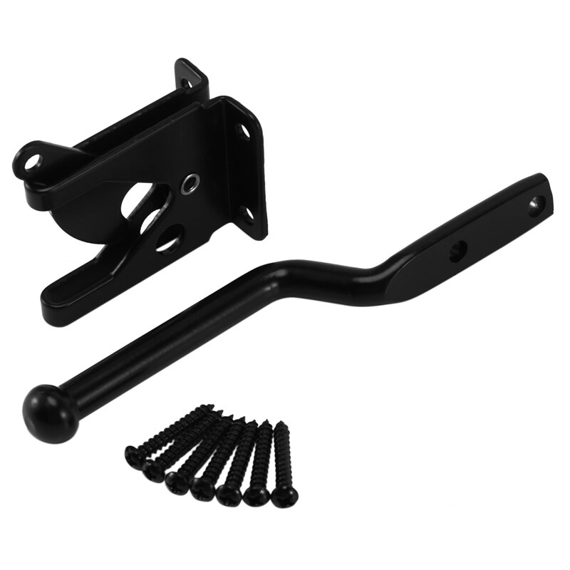Self Locking Gate Latch Automatic Gravity Lever Fence Gate Lock for Wood Fence Gate Door Latches Steel Black: Default Title