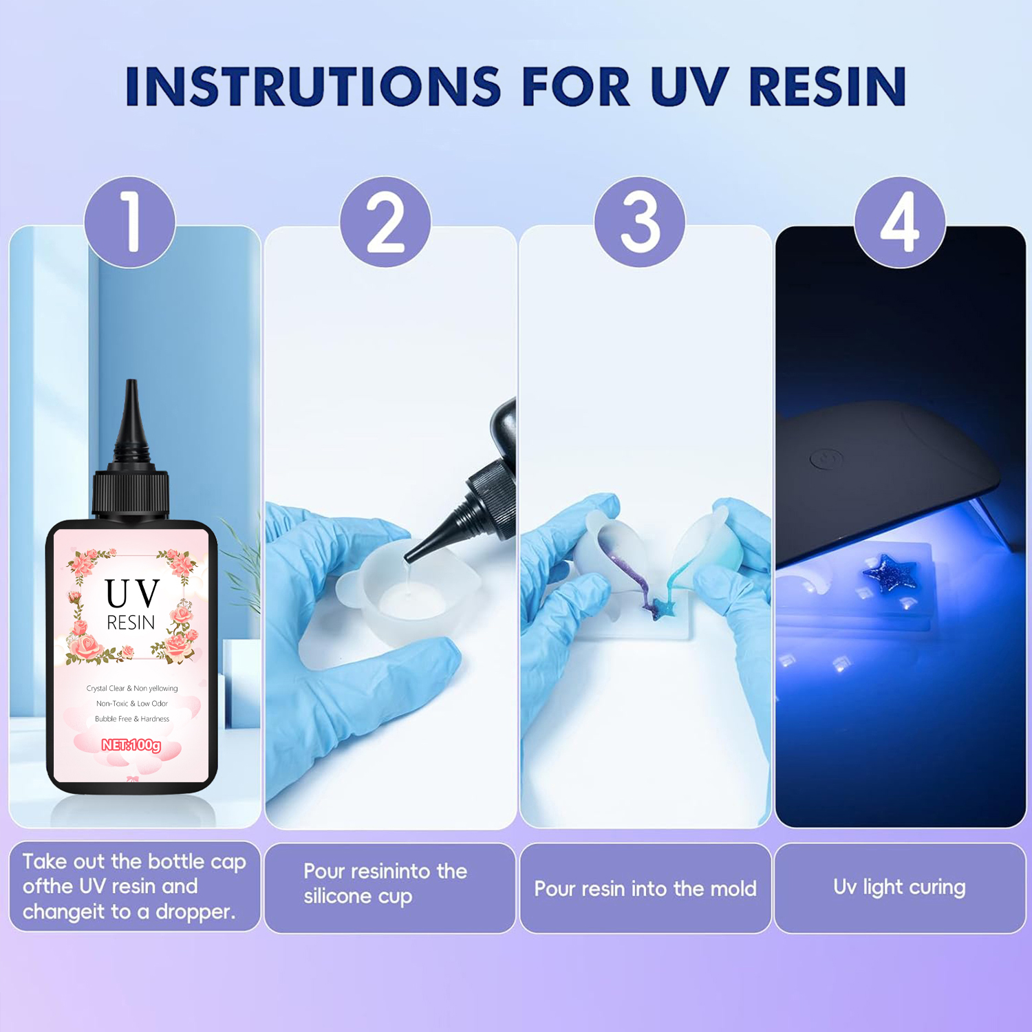 UV-Harz-Hartkleber, kristallklar, ultraviolett aushärtend, DIY, Epoxidharz, Silikonform, UV-Kleber, Solar, Sonnenlicht, Schmuckherstellungswerkzeug