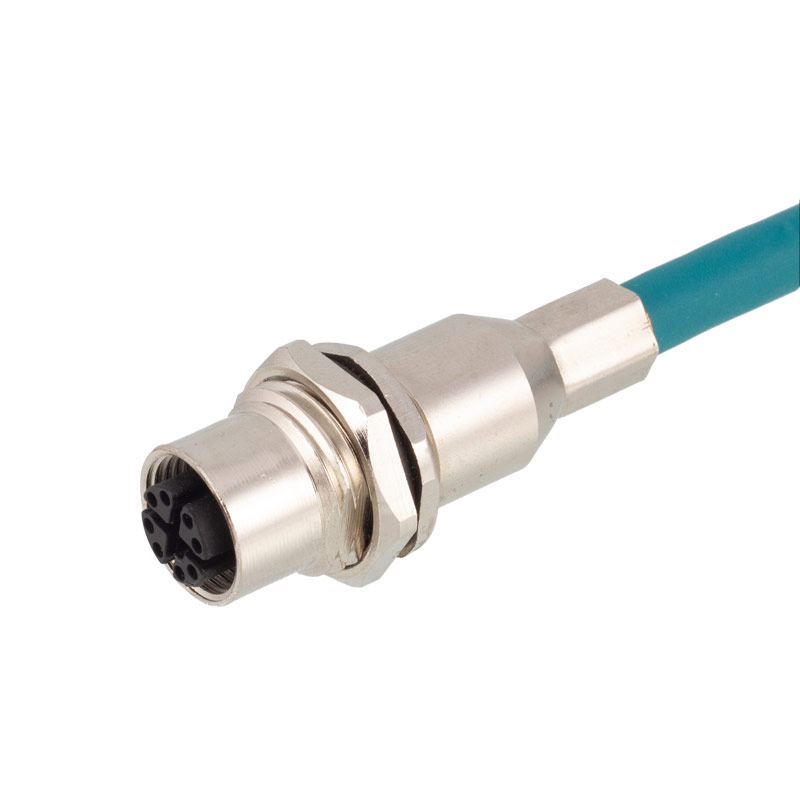 Adaptador de señal de enchufe RJ45, conector M12 Industrial de 8 pines, tipo X, codificación de prensado de remache a prueba de agua, macho y hembra: 1m cable