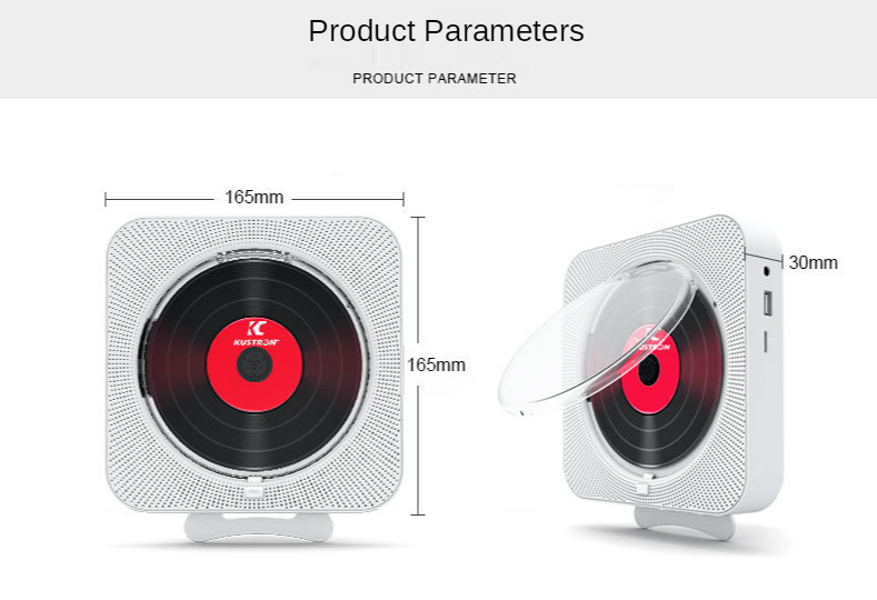 Portable CD Player Bluetooth Speaker Stereo CD Players LED Screen Wall Mountable CD Music Player With IR Remote Control FM Radio