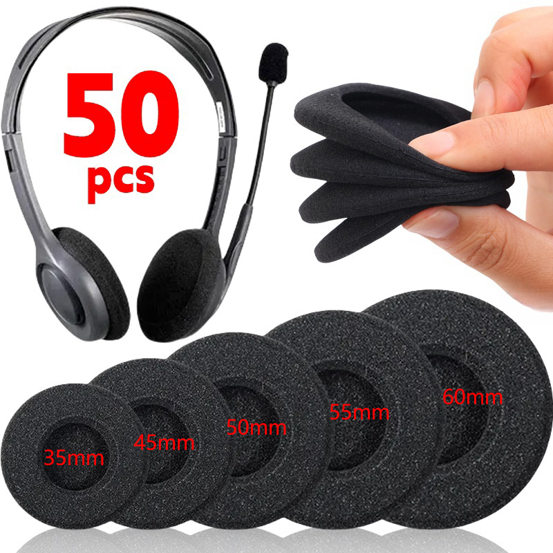 10/50Pcs Headphone Replacement Sponge Cushion Covers Headset Foam Ear Pads Protective Sleeve 35/45/50/55/60mm Earmuffs Eartips