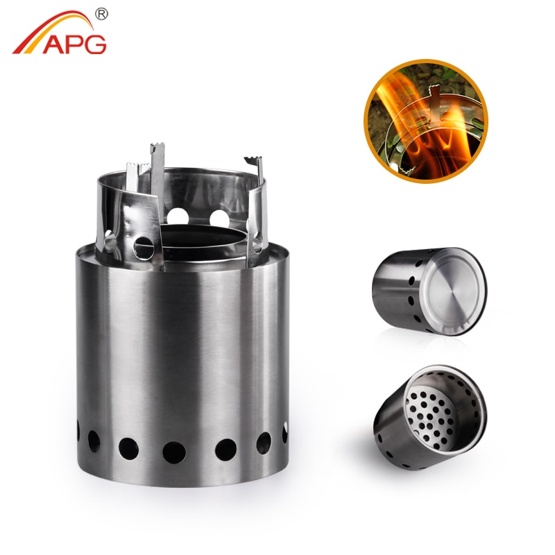 APG Portable wood camp stove Foldable Solidified Alcohol burners Backpacking Picnic Firewood Furnace