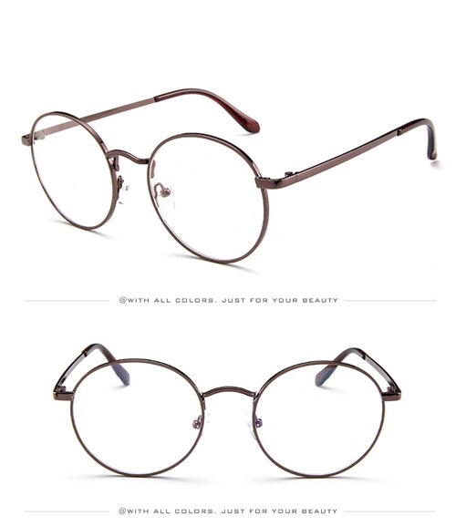 retro voor vrouwen mannen brillen frame luxe full metal ronde bril frame koreaanse nerd clear licht bril: C6